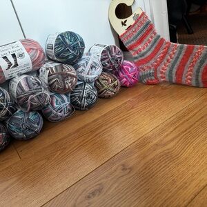 Striped Gray and Red Men's Socks